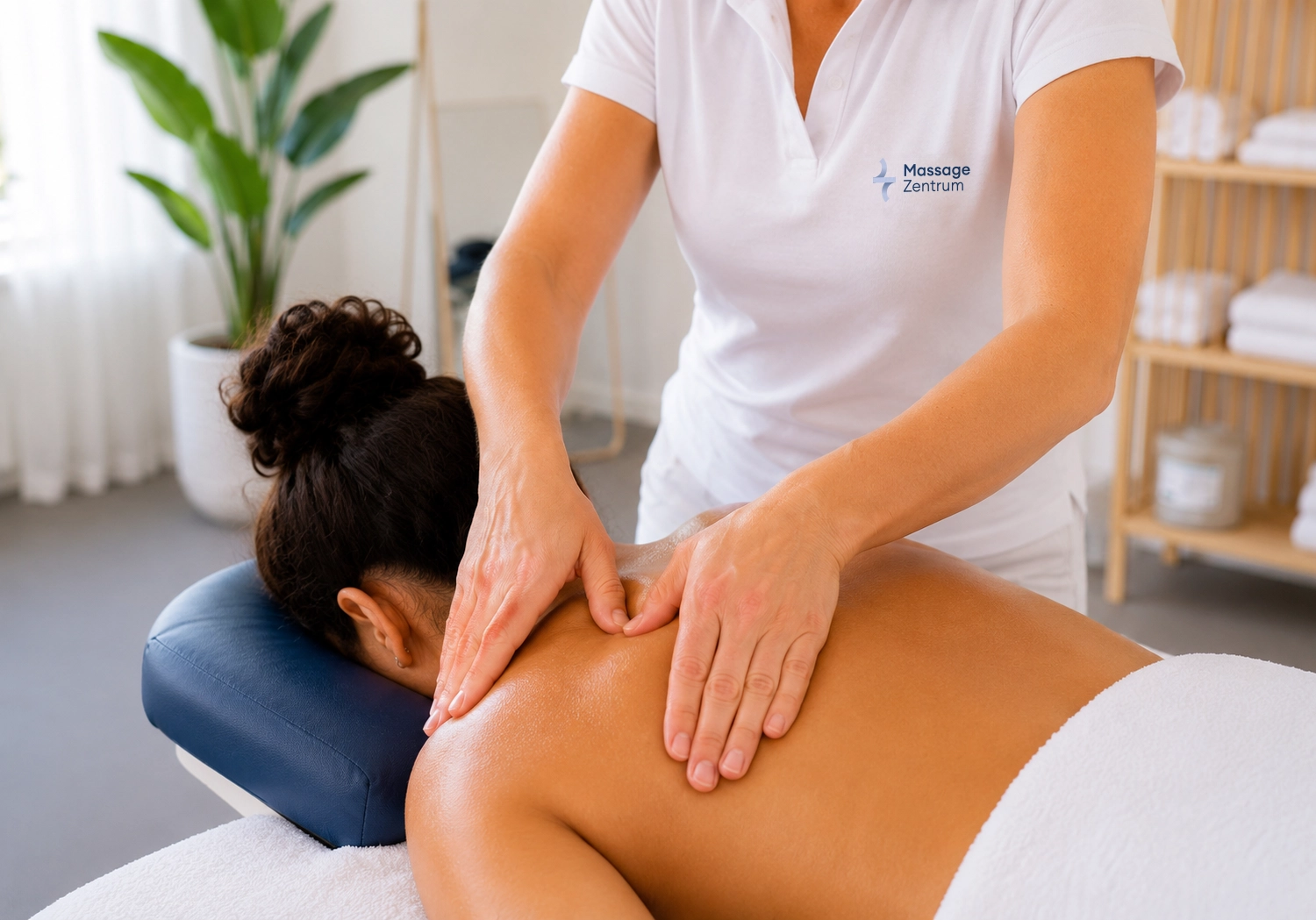 Behandlung der Schultermuskulatur im Massage Zentrum Münchenstein